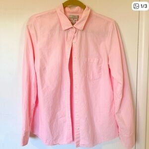 J. Crew boy fit shirt, pink/white striped cotton poplin, size 12